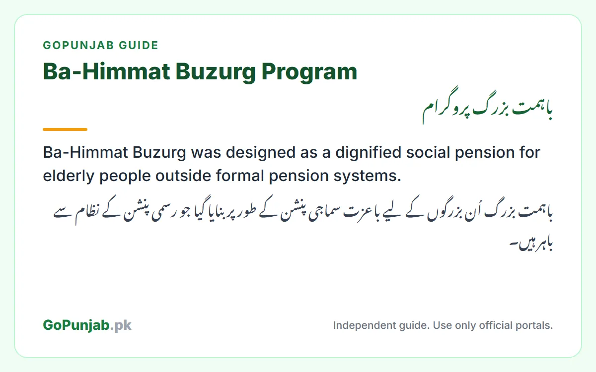 ba himmat buzurg program: GoPunjab key facts card