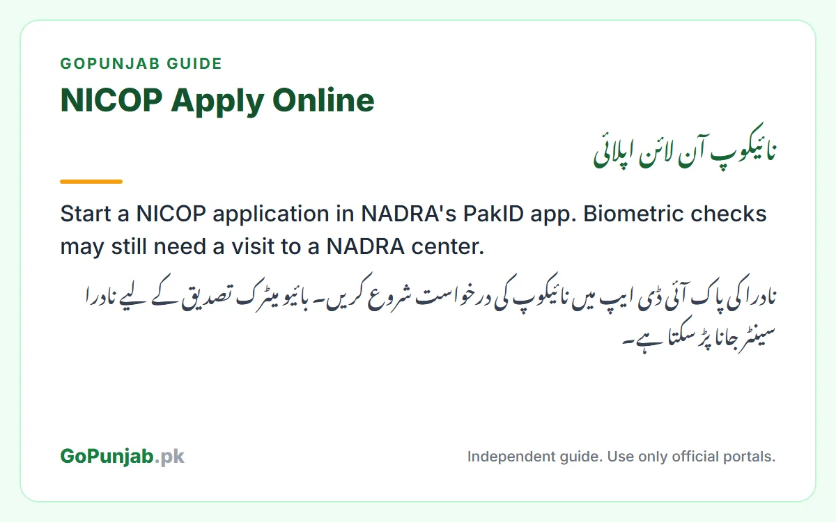 nicop apply online: GoPunjab key facts card