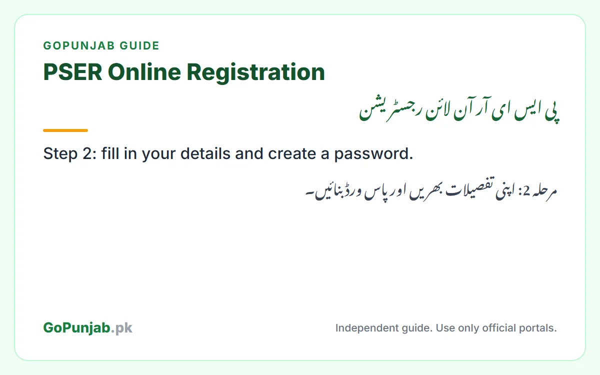 pser online registration: GoPunjab key facts card