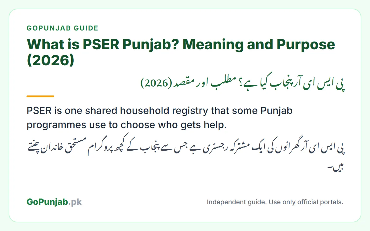 what is pser: GoPunjab key facts card