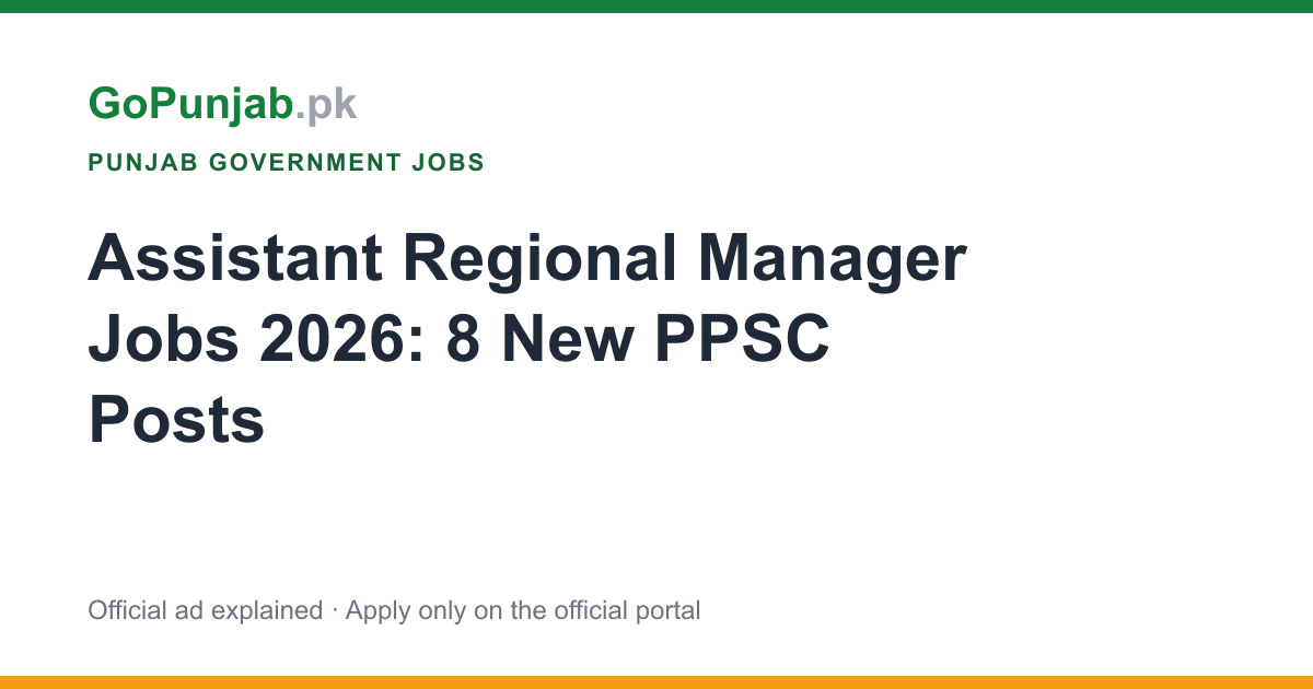 assistant regional manager jobs 2026: Punjab Public Service Commission (PPSC)