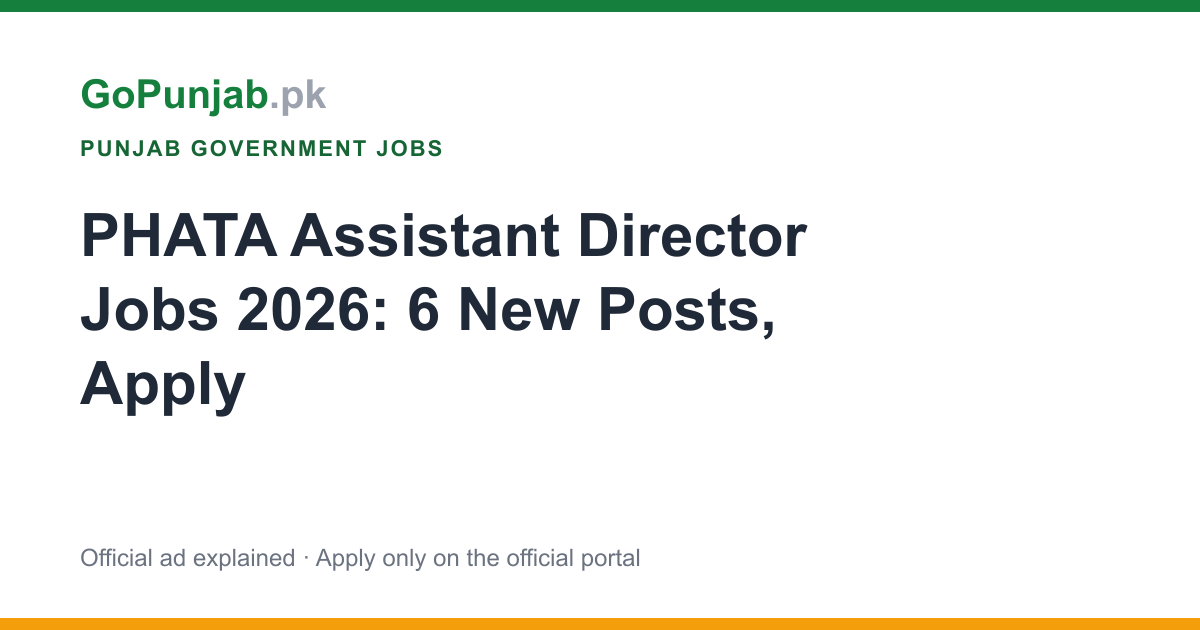 phata assistant director jobs 2026: Punjab Public Service Commission (PPSC)