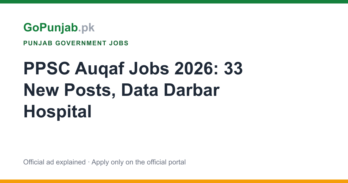 ppsc auqaf jobs 2026: Punjab Public Service Commission (PPSC)