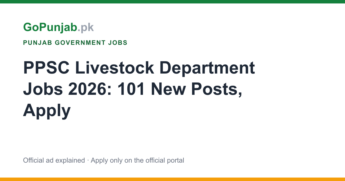ppsc livestock department jobs 2026: Punjab Public Service Commission (PPSC)