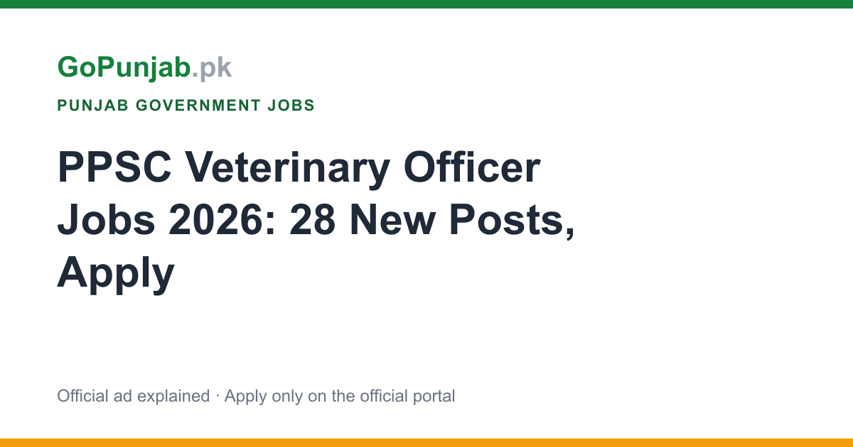 ppsc veterinary officer jobs 2026: Punjab Public Service Commission (PPSC)