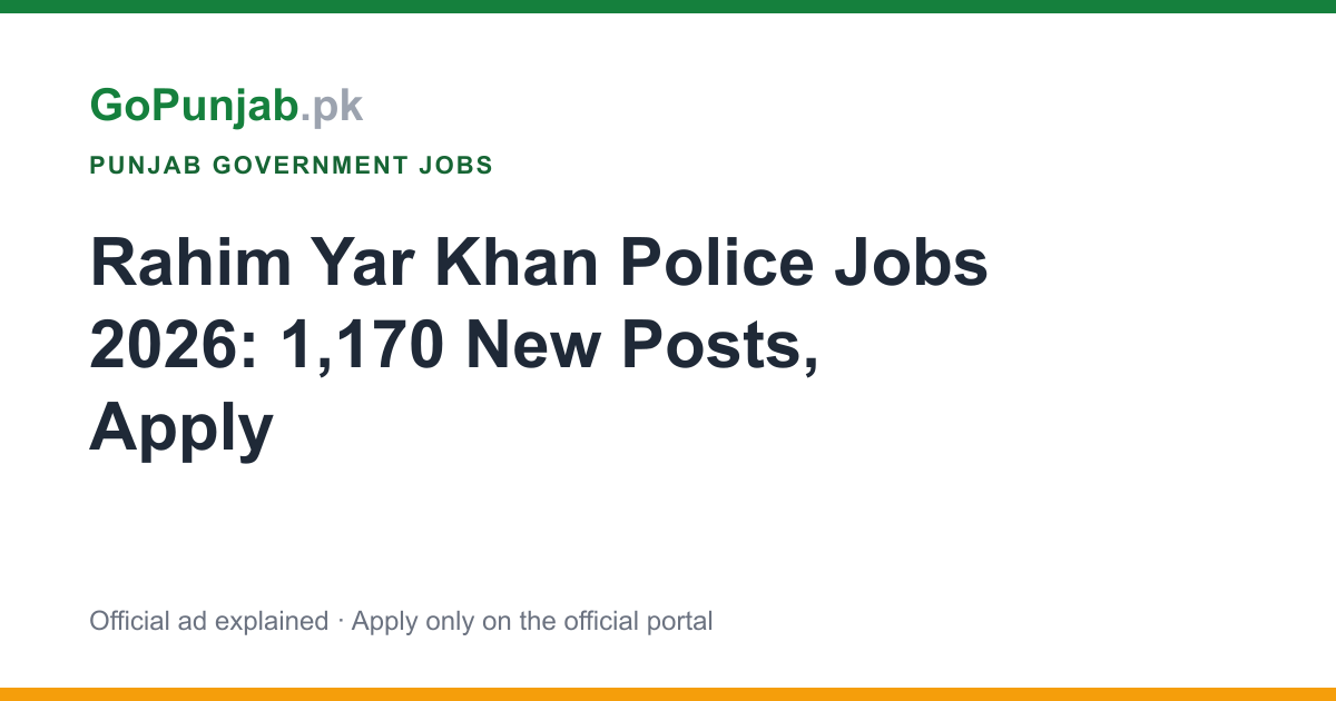 rahim yar khan police jobs 2026: Punjab Police