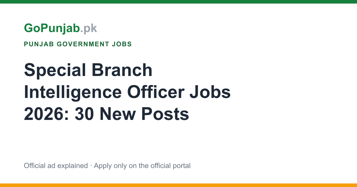 special branch intelligence officer jobs 2026: Punjab Public Service Commission (PPSC)